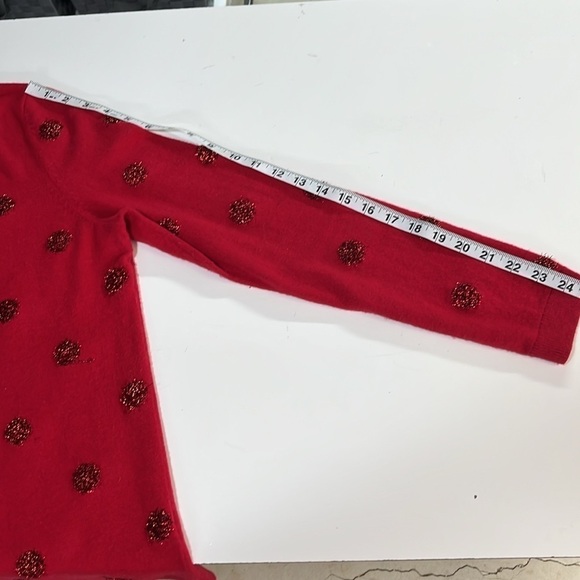 Talbots Tinsel-Dot Bateau Neck Sweater Red Size Medium Lambswool Blend Holiday - Picture 9 of 13